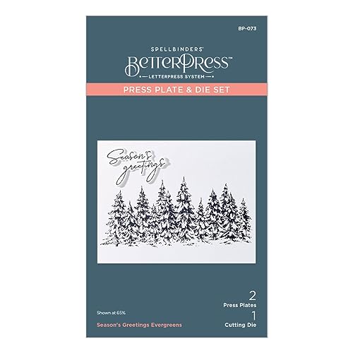 Spellbinders Seasons Greetings Evergreens Pressplatte und Stanzformen-Set aus der More BetterPress Weihnachtskollektion Spellbinders Seasons Greetings Evergreens Pressplatte und Stanzformen-Set aus der More BetterPress Weihnachtskollektion von Spellbinders