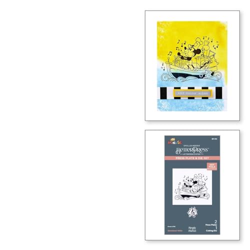 Spellbinders Steamboat Willie Pressplatte und Stanzformen-Set aus der Say Cheese Classic Mouse Kollektion von Spellbinders