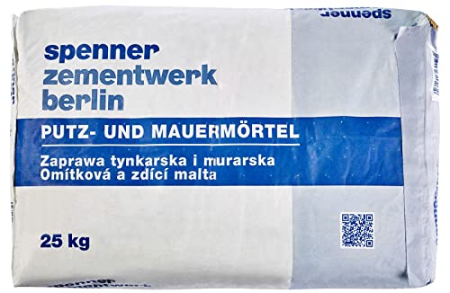 Putz- und Mauermörtel 25KG zur Herstellung von Mauerwerk aus Ziegelsteinen, Porenbetonsteinen, Kalksandsteinen und Betonsteinen, als Putzmörtel im Innen- und Außenbereich geeignet von Spenner Zementwerk Berlin