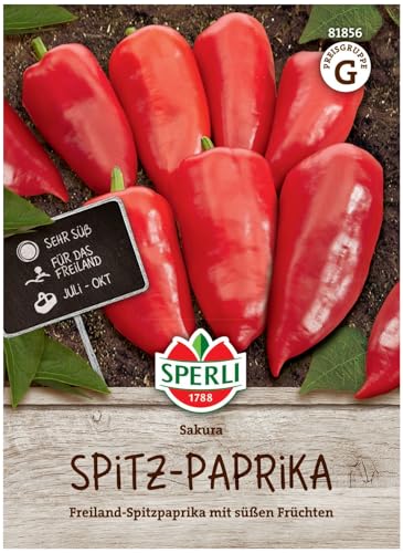 81856 Sperli Premium Paprika Samen Sakura | Spitzpaprika Samen | Besonders Süße Früchte | Paprikasamen | Freiland Geeignet | Paprika Saatgut | Paprika Samen alte Sorten von Sperli
