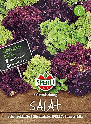 83032 Sperli Premium Salat Samen Mix | Pflücksalat Samen | Schnittsalat Samen | Salat Mix | Lollo Rosso | Lollo Bionda | Eichblatt Rot Grün von Sperli