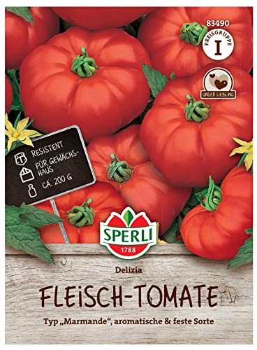 83490 Sperli Premium Tomatensamen Delizia | Fleischtomaten Samen | Sehr Aromatisch | Tomaten Samen | Tomatensamen alte Sorten | Tomatensamen Resistent | Typ Ochsenherz Tomatensamen von Sperli