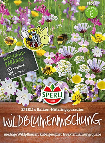 88025 Sperli Premium Blumenmischung Samen Nützlingswiese Balkon | Niedrigwachsend | Wildblumen | Blumenmischung Saatgut von Sperli
