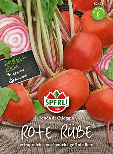 82473 Sperli Premium Rote Bete Tonda Di Chioggia | Schnellwüchsig | Mild und Süß | Rote und Weiße Ringe | Rote Bete Saatgut | Beete Samen von Sperli