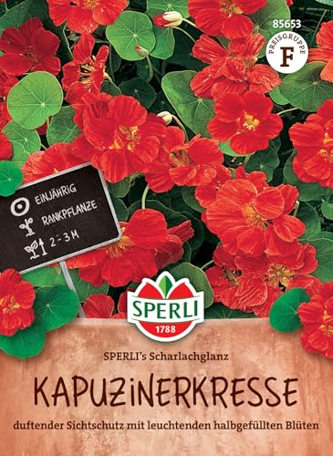 SPERLI Kapuzinerkressesamen SPERLI's Scharlachglanz - Einjährige Blumensamen mit Halbgefüllten Roten Blüten, Wuchshöhe 30-40cm, Einfache Anzucht SPERLI Kapuzinerkressesamen SPERLI's Scharlachglanz - Einjährige Blumensamen mit Halbgefüllten Roten Blüten, Wuchshöhe 30-40cm, Einfache Anzucht von Sperli