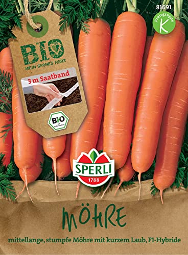 Sperli BIO Möhrensamen, F1, Saatband 81691 - BIO - tolerante Sorte - lagerfähig - späte Sorte - Samen Gemüse, Karotten, Gemüsesamen, Gemüsepflanzen von Sperli