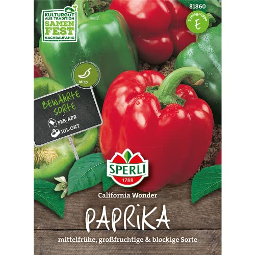 Sperli Premium Paprika Samen California Wonder ; Bewährt, Starkwüchsig, große Früchte ; Paprika Saatgut von Sperli