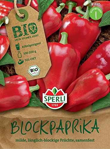 Sperli 81885 BIO Blockpaprika, längliche Paprika reift von grün zu rot aus von Sperli