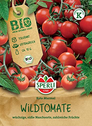 Sperli 83238, BIO Wildtomate, Portionssaatgut, Rote Murmel, wüchsige süße Nachsorte mit zahlreichen Früchten von Sperli