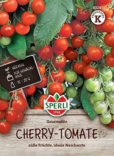 Sperli Cherry-Tomatensamen Gourmelito, F1 83243 für 6 Pflanzen • Kübelgeeignet • Fruchtgewicht 15-20 g • Ertragreiche Tomate zum Naschen • Ideal für Garten und Balkon von Sperli