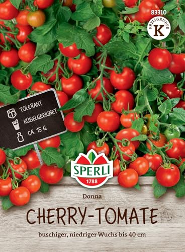 Sperli Cherry-Tomatensamen Dona, F1 83310 - Ertragreiche Cocktailtomate - ideal für Töpfe und Beete, kompakter Wuchs - Samen Gemüse, Saatgut, Gemüsepflanze von Sperli