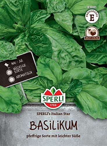 Sperli 83881, Basilikum SPERLI's Italian Star, pfeffrige Sorte mit leichter Süße, wüchsig, aromatisch, Portionssaatgut von Sperli