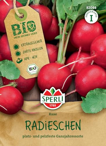 Sperli BIO Radieschensamen 82044 - Ganzjährige Gemüsesamen, Radieschen-Samen in Bio-Qualität für eine ertragreiche Ernte, platz- und pelzfeste Sorte von Sperli