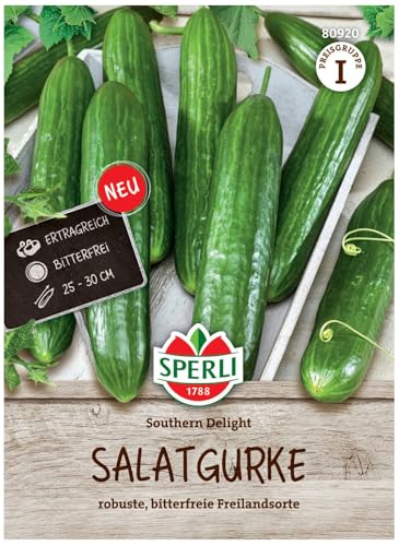 Sperli Gurkensamen Southern Delight, F1 - Bitterfreie Freilandsorte, Gemüsesamen für große Töpfe und Beete, Robuste F1-Hybride, Ideal für Gemüse-Garten von Sperli