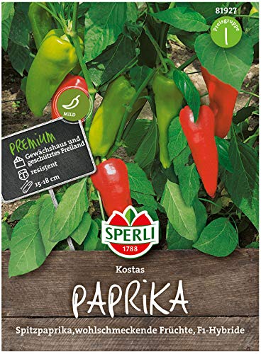 Sperli Premium Paprika Samen Kostas ; Mild, Wohlschmeckend, Vitaminreich ; Paprika Saatgut von Sperli