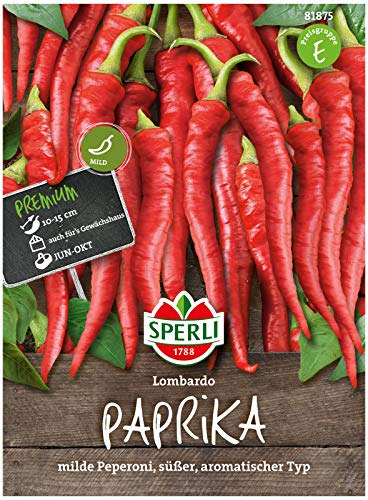 Sperli Premium Paprika Samen Lombardo ; Mild, Süß, Aromatisch ; Peperoni Samen ; Paprika Saatgut von Sperli