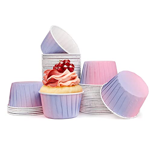 Spesh 50 Stücke Papier Muffinförmchen Mini Cupcake Formen für Hochzeiten,Geburtstage,Weihnachten (Rosa-Blau) von Spesh