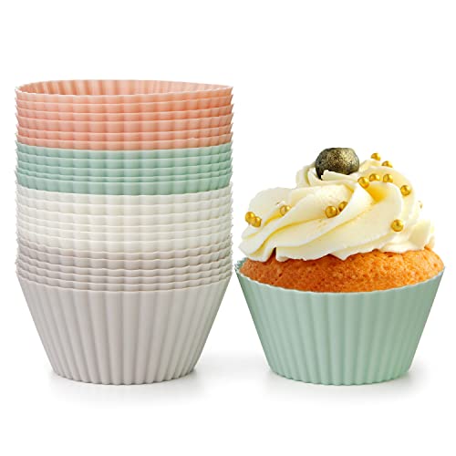 Spesh 24 Stücke Silikon Muffinförmchen Standard Silikonformen für Muffins Wiederverwendbare Antihaftbeschichtet Cupcake Formen(Helle Unifarben) von Spesh