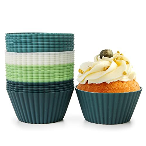 Spesh 24 Stücke Silikon Muffinförmchen Standard Silikonformen für Muffins Wiederverwendbare Antihaftbeschichtet Cupcake Formen(Kalttöne) von Spesh