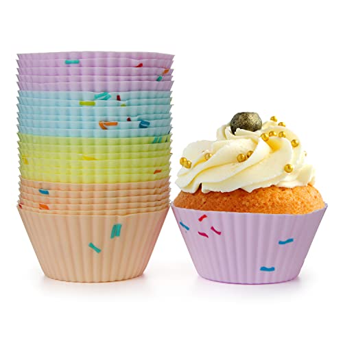 Spesh 24 Stücke Silikon Muffinförmchen Standard Silikonformen für Muffins Wiederverwendbare Antihaftbeschichtet Cupcake Formen(Mehrfarbige mit Punkte) von Spesh