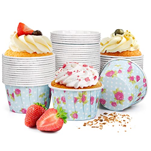 Spesh 50 Stücke Mini Muffins Papierförmchen Einhorn Muffinförmchen Cupcake Formen für Weihnachten, Geburtstagsfeiern, Thanksgiving (Blumen) von Spesh