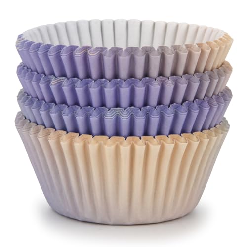 Spesh Muffinförmchen Papier 100 Stück Cupcake Formen Muffin Förmchen Papier für Geburtstag Party Hochzeit(Violett-Gelb) von Spesh