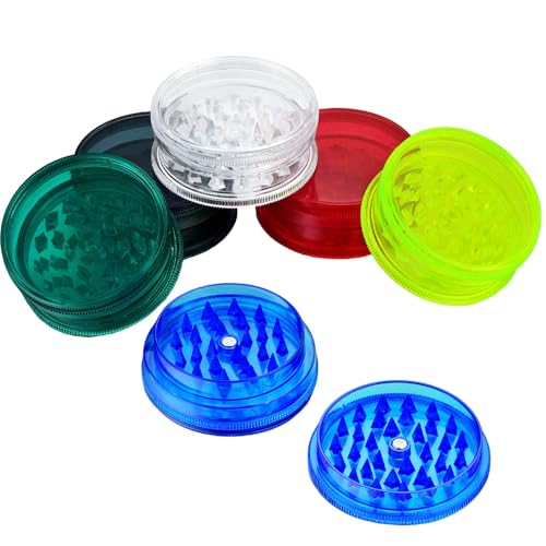 Spespo Plastic Herb Grinder [Pack of 6], Gewürzmühle 2,4 Zoll (60 mm), 3-teilig mit magnetischem Deckel und luftdichtem Aufbewahrungsfach von Spespo