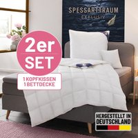 SPESSARTTRAUM Daunenbettdecke + 3-Kammer-Kopfkissen "Exklusiv, 2-tlg, hergestellt in Deutschland, made in Germany, Set", (Spar-Set, Decke mit Kissen), Sparset: 5 Wärmeklassen, 135x200 cm & 155x220 cm von Spessarttraum