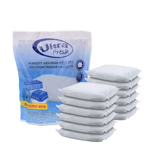 12x 450g Luftentfeuchter Nachfüllpack Ultra Fresh - Nachfüllbeutel für Raum Entfeuchter Nachfüllpack Raumtrockner Granulat Weiß von Spetebo