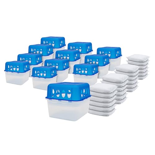 Spetebo 12x Ultra Fresh Luftentfeuchter Granulat Box mit 24x 400g Nachfüllbeutel - Raumentfeuchter mit Auffangschale - Raum Luft Trockner Entfeuchter wiederverwendbar nachfüllbar von Spetebo