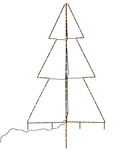 3D LED Tannenbaum Gartenaufsteller beleuchtet - 116 cm - aus Metall in schwarz - Weihnachtsdeko für Außen mit Timer - Weihnachtsbaum Christbaum Licht Dekoration von Spetebo