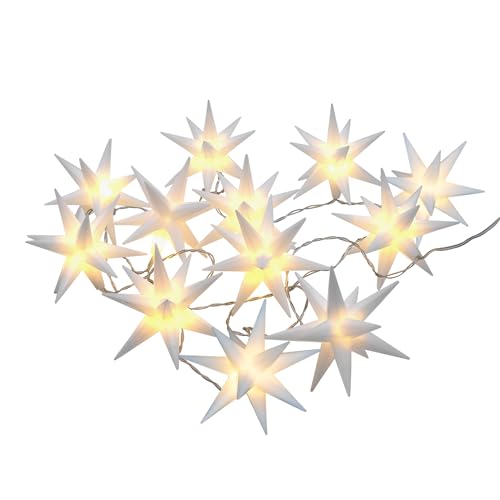 Spetebo 3D Stern Lichterkette mit Timer - 550 cm - Sternen Lichterkette mit Timer - Weihnachts Lichterkette Fenster Dekoration Batterie betrieben für Innen und Außen von Spetebo