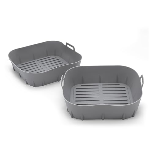 Airfryer Silikonkorb eckig BPA-frei 20 cm wiederverwendbar - 2er Set - Kunststoff Backform für die Heißluftfritteuse - Silikonform Silikoneinsatz Silikon Einsatz Backform für Heißluft Fritteuse von Spetebo