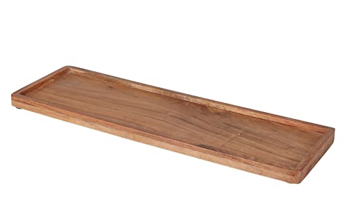 Akazien Kerzentablett eckig - 45 x 14 cm - Deko Holz Tablett mit Rand – Tischdeko Kerzen Brett für Weihnachten Advent Gestecke Hochzeit von Spetebo