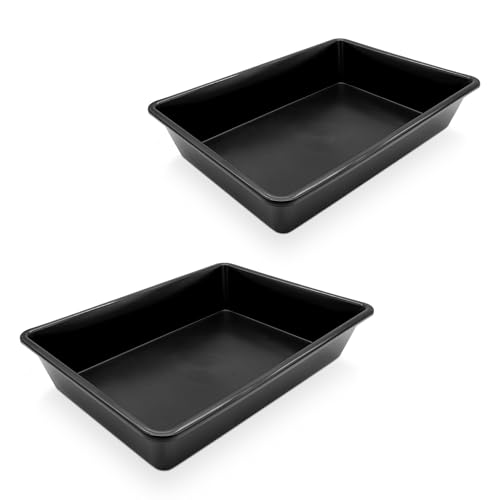 Allzweck Kunststoff Wanne schwarz 60 x 40 cm - 2er Set - Multifunktions Schale 20 Liter rechteckig - Mörtelwanne Speiskübel Gartenwanne Pflanzschale Katzenklo von Spetebo