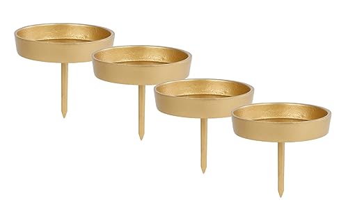 Alu Kerzenpick für Stumpenkerzen 4er Set - 8 cm in Gold - Metall Kerzenhalter für Kugelkerzen - Kerzen Stecker für Advents und Weihnachts Gesteck von Spetebo