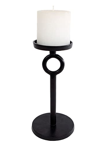 Aluminium Kerzenständer schwarz - 21 cm/groß - Metall Kerzenhalter im modernen Design - Metall Stumpen Kugel Kerzen Ständer Halter mit Fuß modern von Spetebo