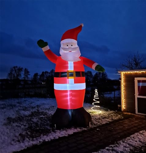 Aufblasbarer XXL Weihnachtsmann mit LED Beleuchtung - 400 cm - Garten Dekoration Riesen Nikolaus - Selbstaufblasende Weihnachts Santa Claus Figur beleuchtet extra groß von Spetebo