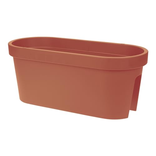 Balkon Geländer Blumenkasten oval 60 cm - Terracotta - Kunststoff Pflanztopf zum Einhängen - Garten Blumentopf Pflanz Blumen Schale zum Hängen von Spetebo