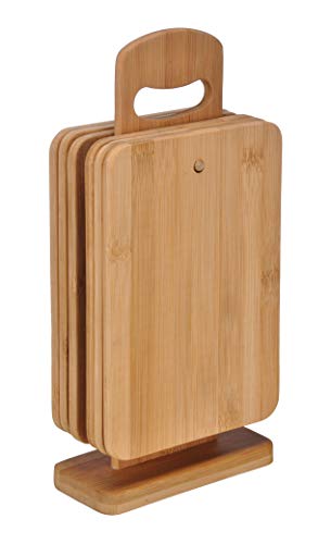 Bambus Frühstücksbrett Set 7 teilig - 6 Schneidebretter mit Ständer - Holzbrett Holz Schneidbrett Frühstücksbrettchen Bambus Frühstücksbrett Set 7 teilig - 6 Schneidebretter mit Ständer - Holzbrett Holz Schneidbrett Frühstücksbrettchen von Spetebo