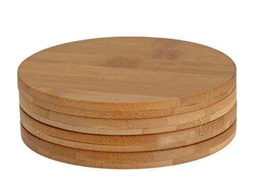 Spetebo Bambus Getränke Untersetzer 11 cm - 4er Set - Holz Tassenuntersetzer Glasuntersetzer rund von Spetebo