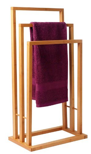 Bambus Handtuchständer mit 3 Stangen - Handtuchalter aus Bambusholz von Spetebo