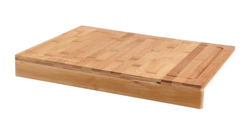 Bambus Schneidebrett mit Anschlagkante - 43 x 33 cm - Holz Küchenbrett mit Saftrille - Tranchierbrett Servierbrett Holzbrett Fleischbrett Herd Abdeckplatte von Spetebo