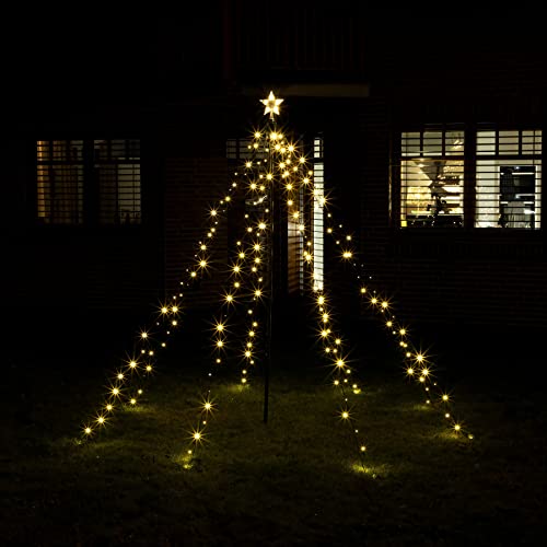 Beleuchtete LED Lichterpyramide mit Timer - 4,0m Höhe / 400 LED in warmweiß - Deko Baum Tannenbaum Außen LED Weihnachtsbaum von Spetebo