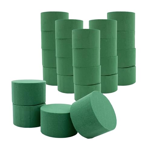 Spetebo Blumen Steckschaum rund 24 Stück - 8 x 5 cm - Steckmasse grün für Frischblumen - Floristik Nasssteckschaum Blumensteckschaum Steckmoos Steckschwamm Blumenschaum von Spetebo