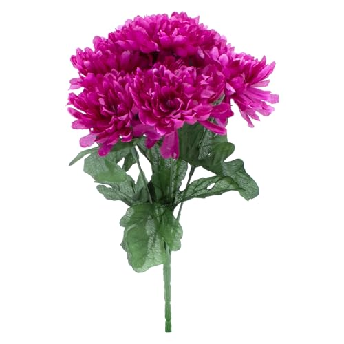 Chrysanthemen Strauß künstlich 2er Set - Fuchsia - Deko Blumenstrauß mit 7 Stielen - Strauß Kunst Päonie Dekorpflanze Kunstblumen Blumen Bouquet künstlich von Spetebo