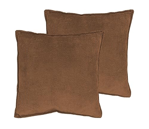 Cord Dekokissen 2er Set je 45 cm - braun - Zierkissen mit Füllung und Bezug - Kordsamt Kissen Sofakissen Couchkissen Kuschelkissen Komplettset von Spetebo