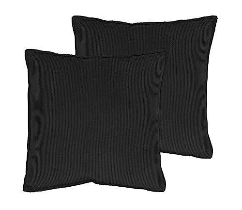 Cord Dekokissen 2er Set je 45 cm - schwarz - Zierkissen mit Füllung und Bezug - Kordsamt Kissen Sofakissen Couchkissen Kuschelkissen Komplettset von Spetebo