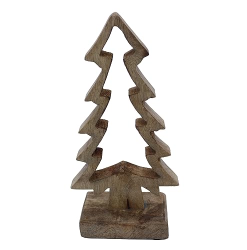 Deko Aufsteller Tannenbaum aus Mangoholz - 25 cm - Holz Weihnachtsbaum zum Aufstellen - Weihnachts Tisch Fenster Winter Advent Dekoration von Spetebo