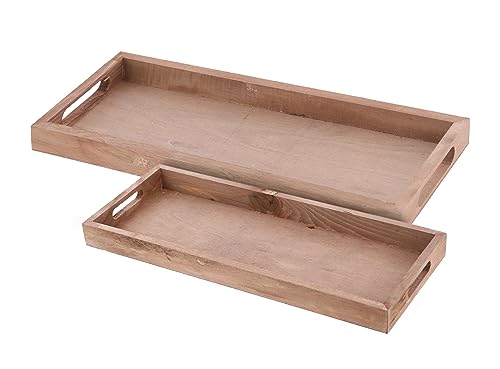 Deko Holztablett Natur 2er Set - 50/45 cm - Holz Kerzenteller länglich - Tischdeko Dekotablett Servierplatte Dekoschale rechteckig Kerzen Brett von Spetebo
